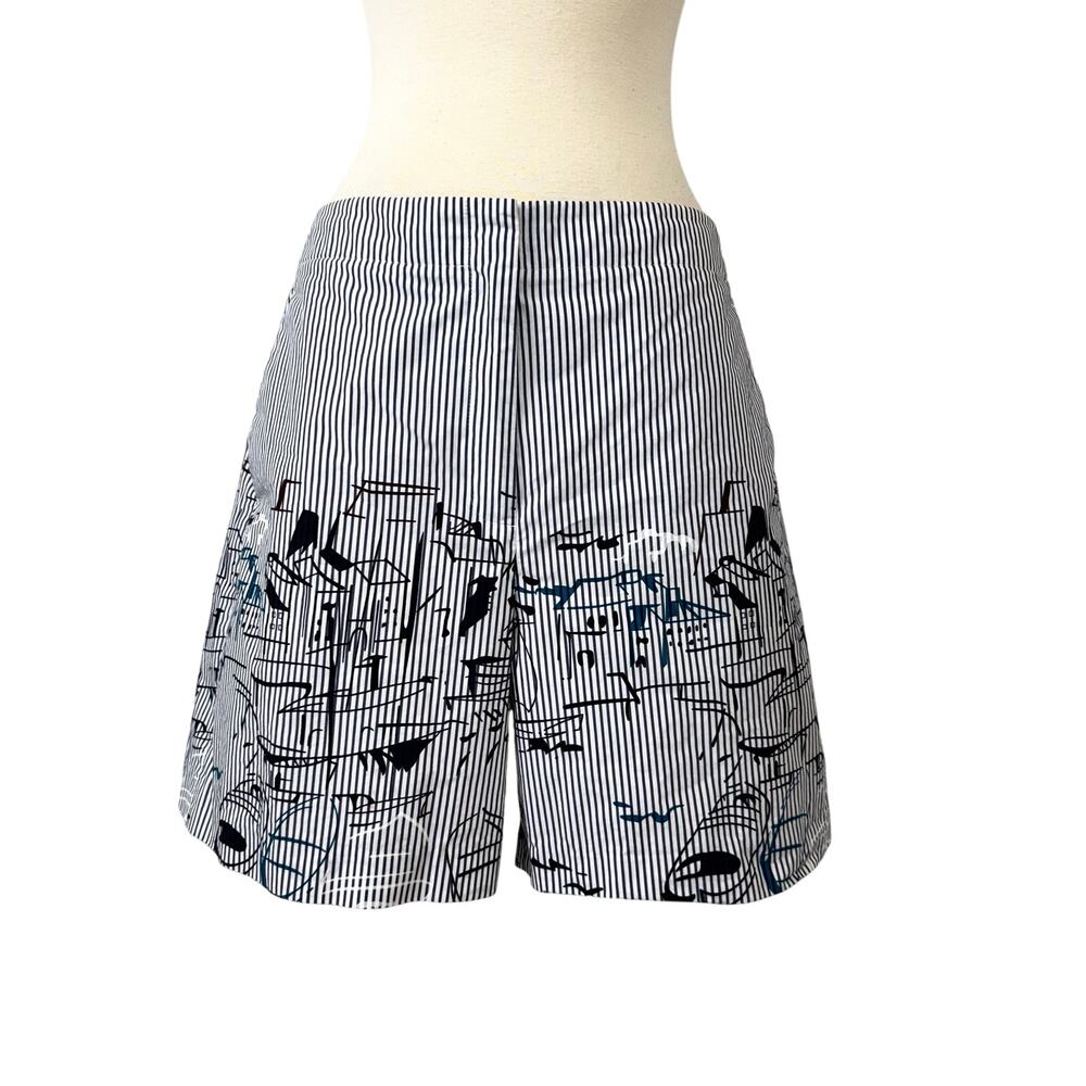 Lafayette 148 Kehlani Lido Shorts Pinstripe Cotton Blend High Rise | Fit like 8